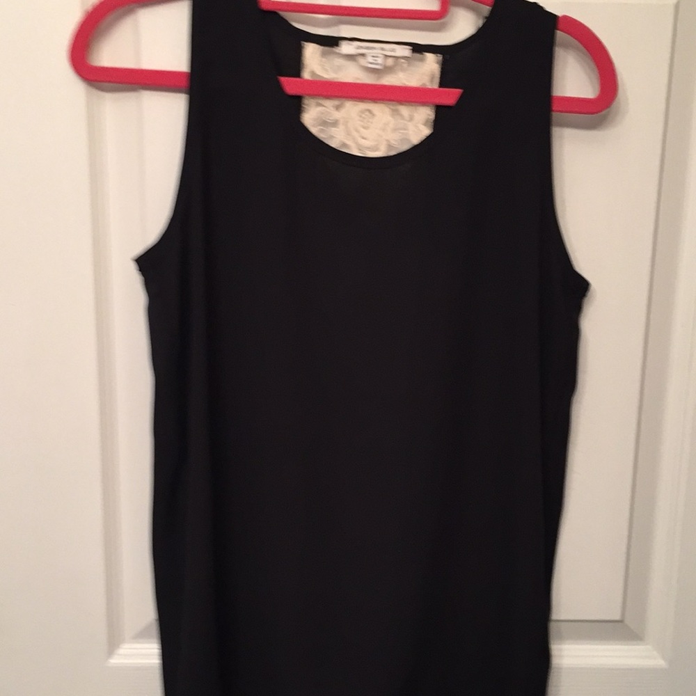 Black tank top with lace going down the back
